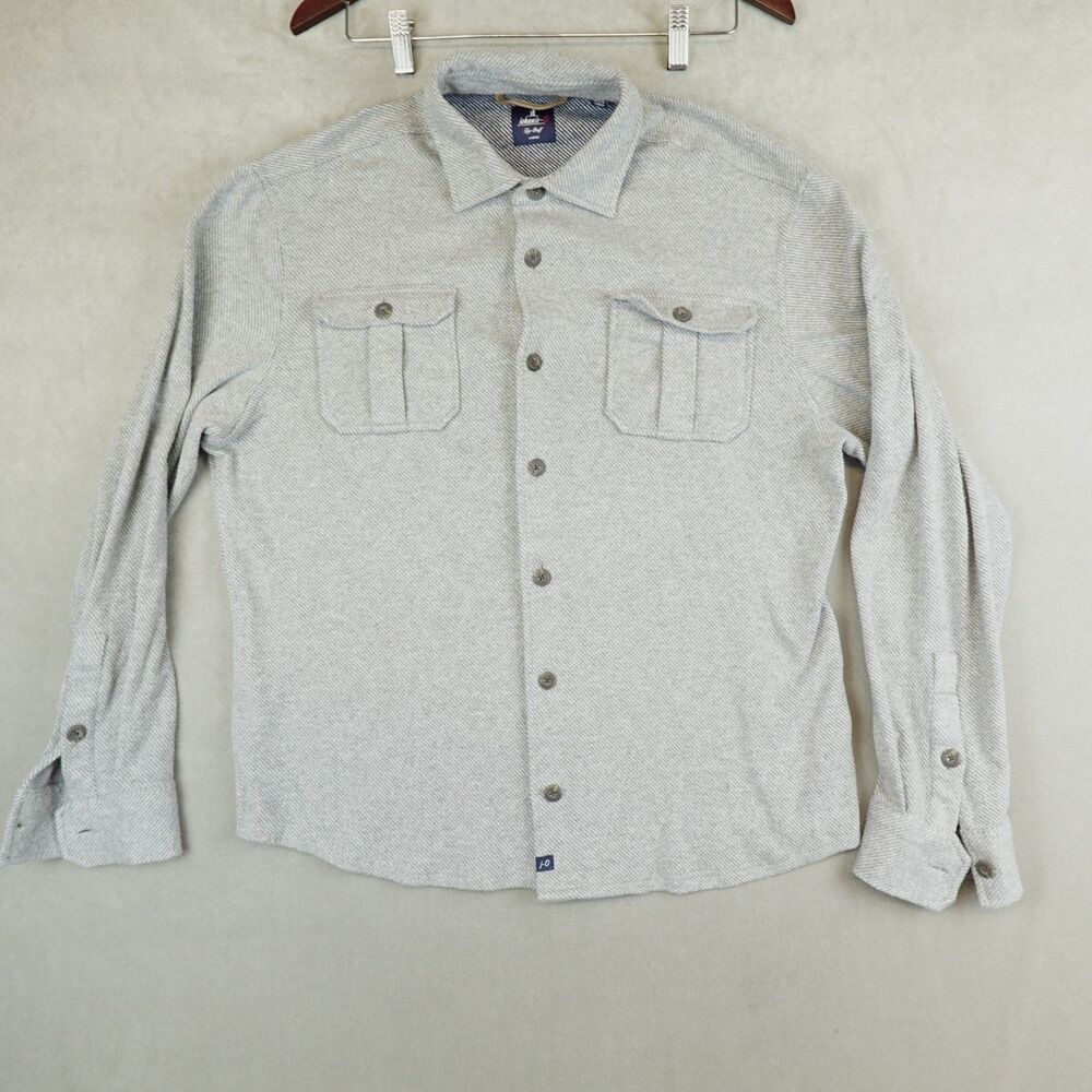 johnnie-O Carl Flannel Lodge Shirt Mens Large Stretch Light Gray Top Shelf